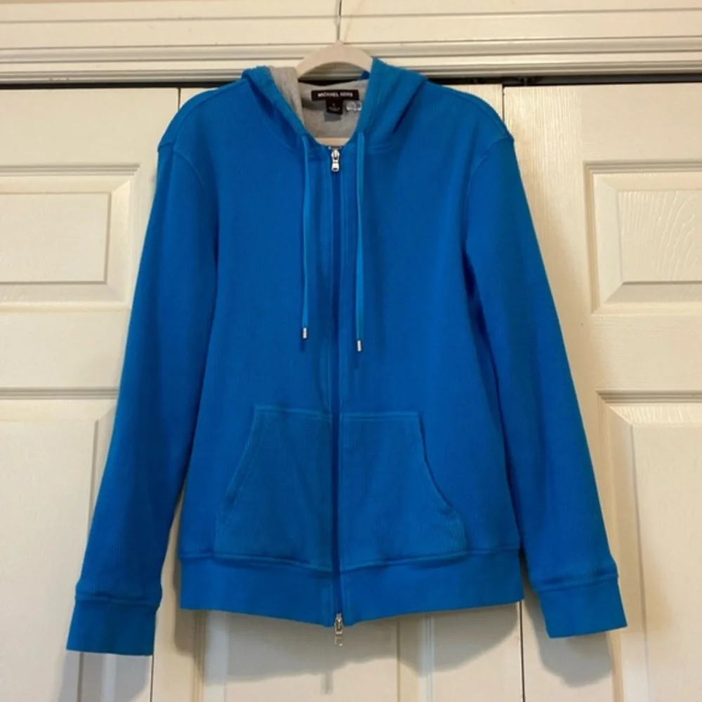 MICHAEL KORS waffle knit lined hoodie. Zipper. 100% cotton. Good condition. Sz L